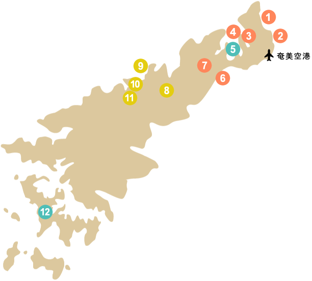 奄美大島の島内マップ